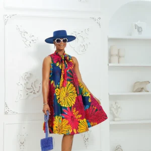 florence african print loose fit sleeveless dress [multicolor]