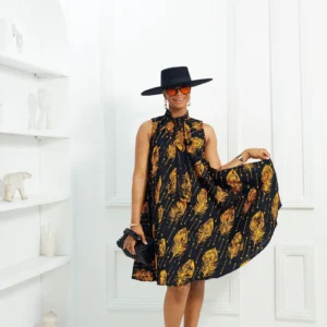 florence african print loose fit sleeveless dress