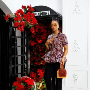 dunni african print front zip peplum top [multicolor]