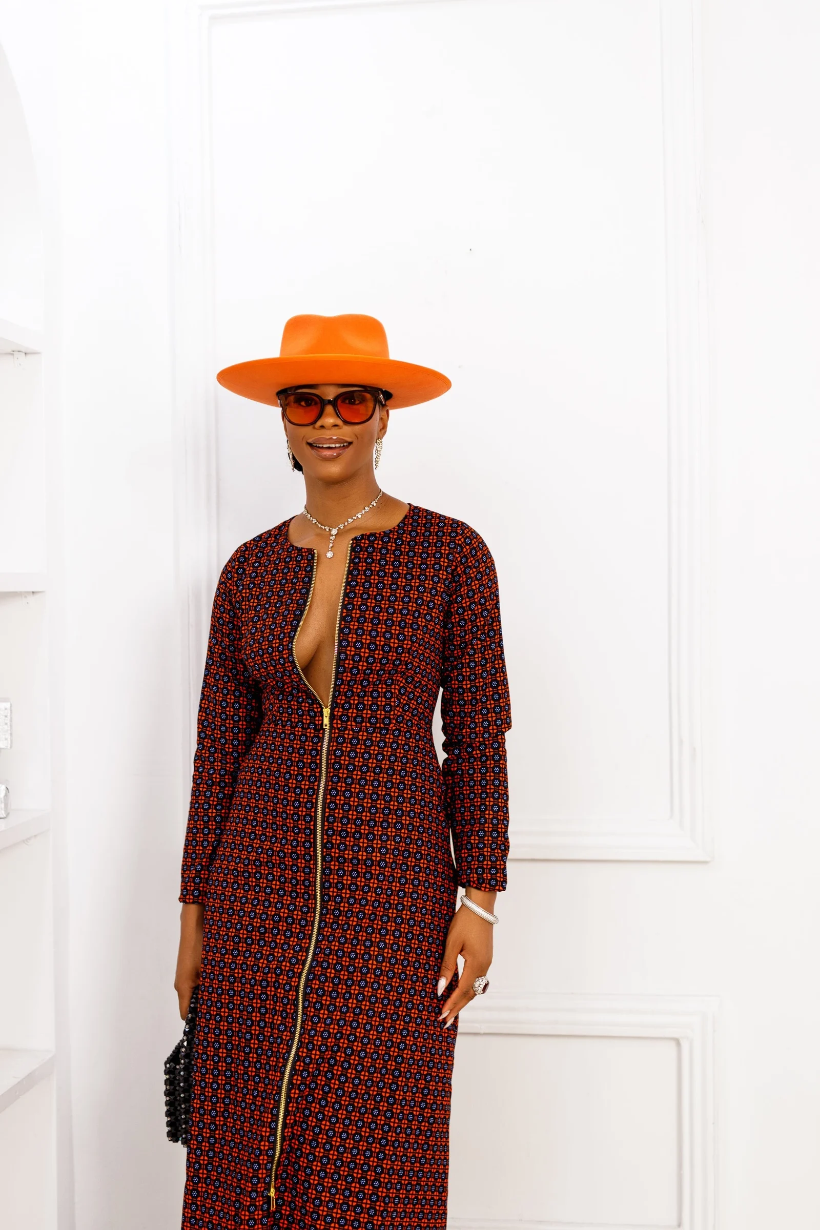 farida african print long sleeve front zip maxi dress farida african print long sleeve front zip maxi dress